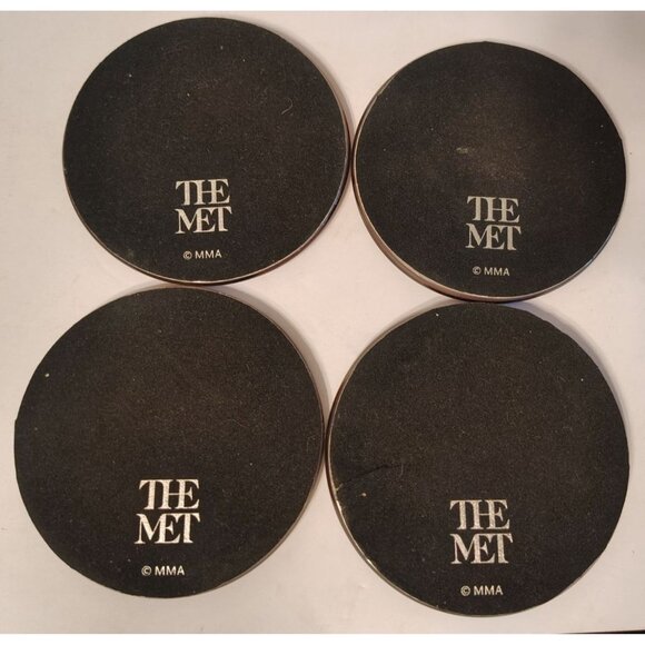 Set of 4 The Met Japanese Art Glass Coasters The Great Wave Metropolitan Museum - Picture 2 of 3